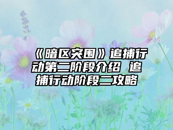 《暗区突围》追捕行动第二阶段介绍 追捕行动阶段二攻略