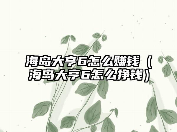 海岛大亨6怎么赚钱（海岛大亨6怎么挣钱）