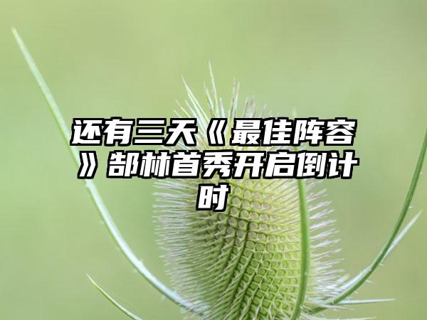 还有三天《最佳阵容》郜林首秀开启倒计时