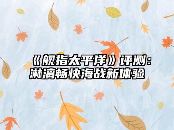《舰指太平洋》评测：淋漓畅快海战新体验