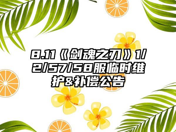8.11《剑魂之刃》1/2/57/58服临时维护&补偿公告