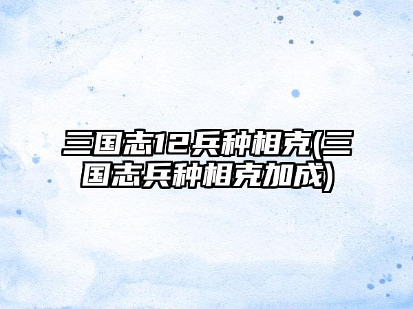 三国志12兵种相克(三国志兵种相克加成)