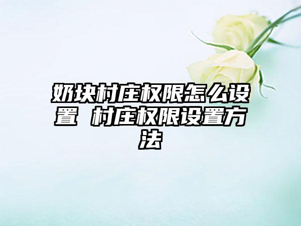 奶块村庄权限怎么设置 村庄权限设置方法