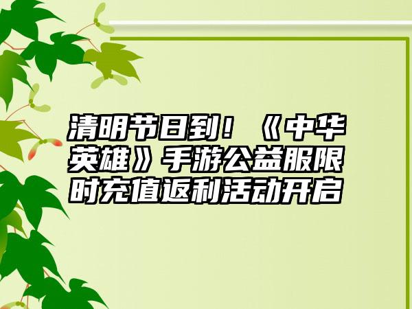 清明节日到！《中华英雄》手游公益服限时充值返利活动开启