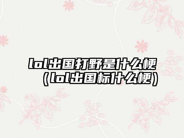 lol出国打野是什么梗（lol出国标什么梗）