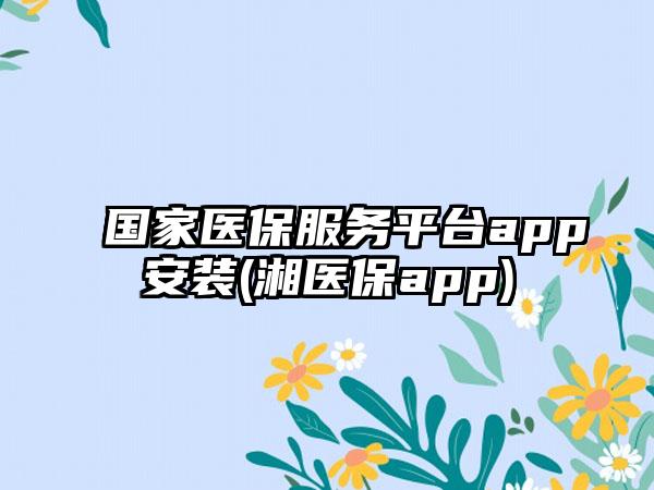 国家医保服务平台app安装(湘医保app)