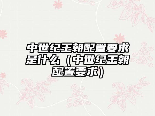 中世纪王朝配置要求是什么（中世纪王朝配置要求）