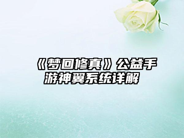《梦回修真》公益手游神翼系统详解