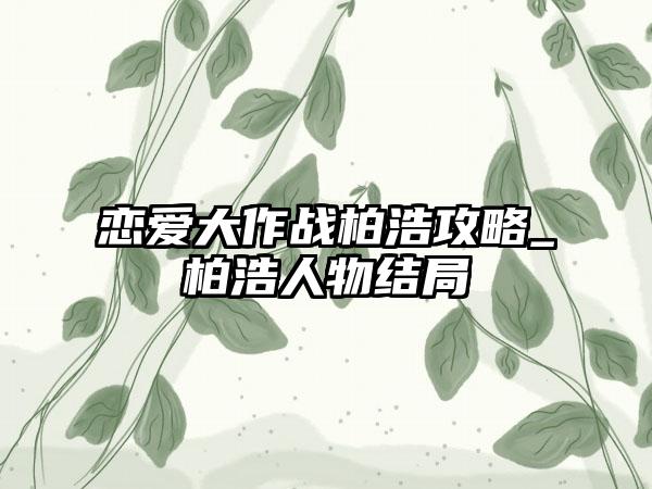 恋爱大作战柏浩攻略_柏浩人物结局