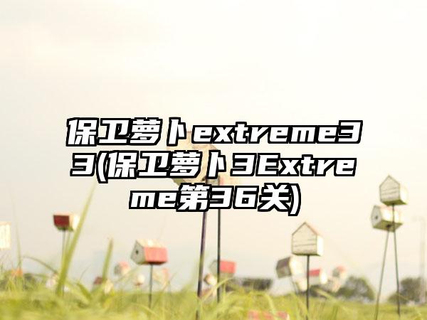 保卫萝卜extreme33(保卫萝卜3Extreme第36关)