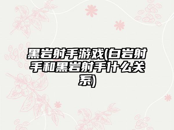 黑岩射手游戏(白岩射手和黑岩射手什么关系)