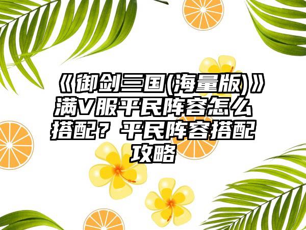 《御剑三国(海量版)》满V服平民阵容怎么搭配？平民阵容搭配攻略