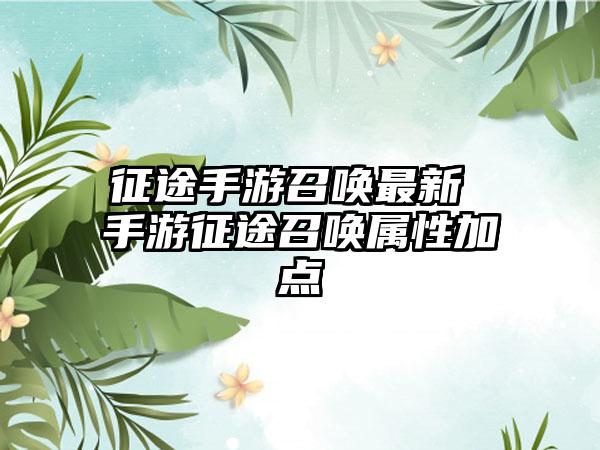 征途手游召唤最新 手游征途召唤属性加点