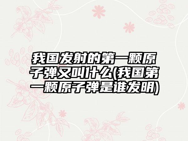 我国发射的第一颗原子弹又叫什么(我国第一颗原子弹是谁发明)