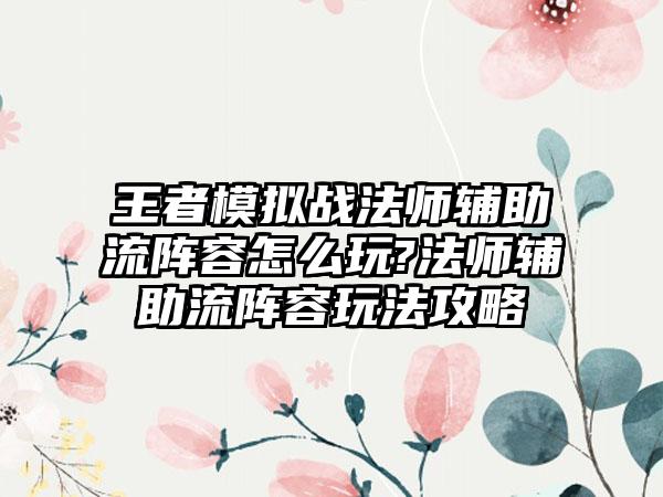王者模拟战法师辅助流阵容怎么玩?法师辅助流阵容玩法攻略