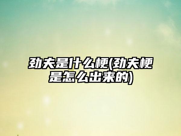 劲夫是什么梗(劲夫梗是怎么出来的)