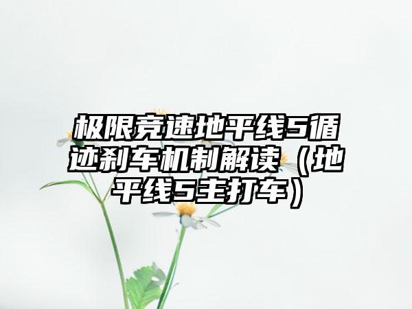 极限竞速地平线5循迹刹车机制解读（地平线5主打车）