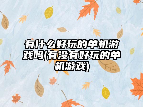 有什么好玩的单机游戏吗(有没有好玩的单机游戏)