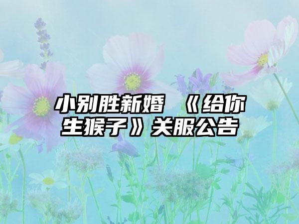 小别胜新婚 《给你生猴子》关服公告