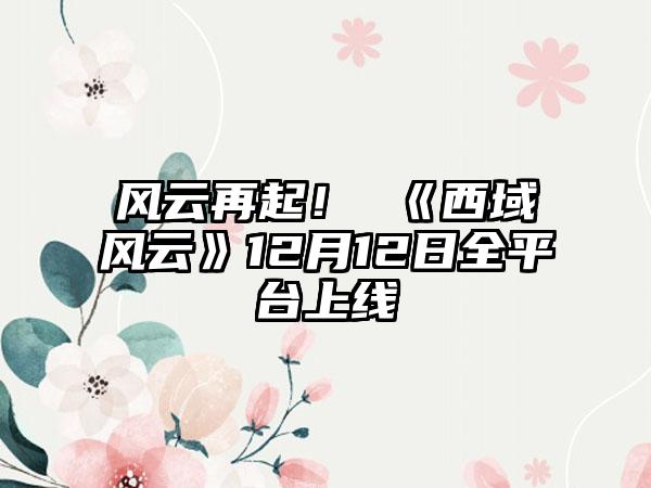 风云再起！ 《西域风云》12月12日全平台上线