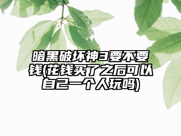 暗黑破坏神3要不要钱(花钱买了之后可以自己一个人玩吗)