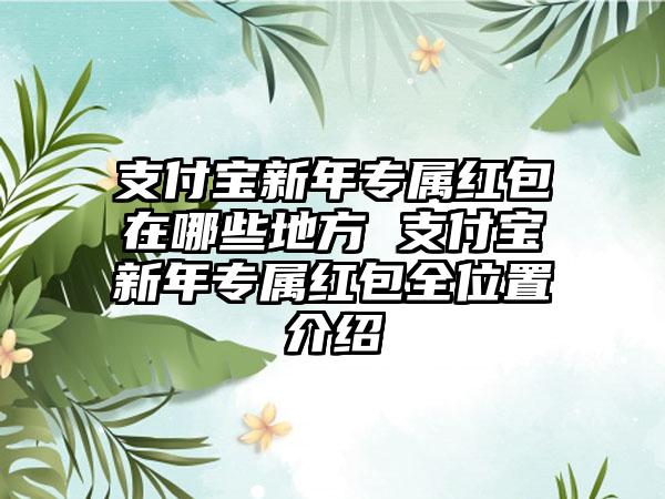 支付宝新年专属红包在哪些地方 支付宝新年专属红包全位置介绍