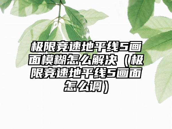 极限竞速地平线5画面模糊怎么解决（极限竞速地平线5画面怎么调）