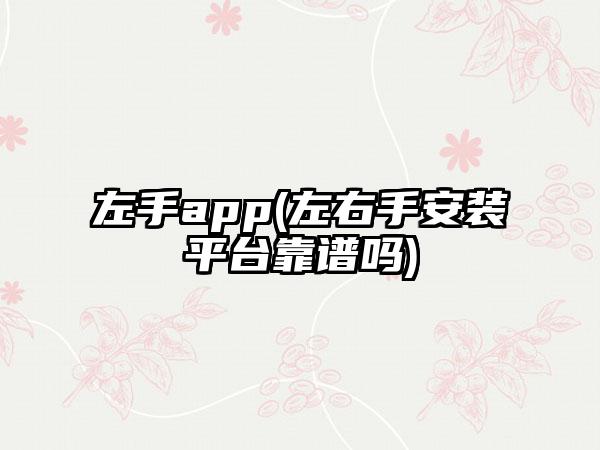 左手app(左右手安装平台靠谱吗)