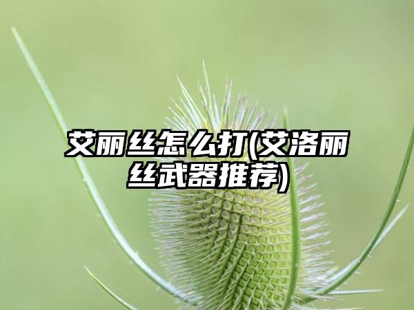 艾丽丝怎么打(艾洛丽丝武器推荐)