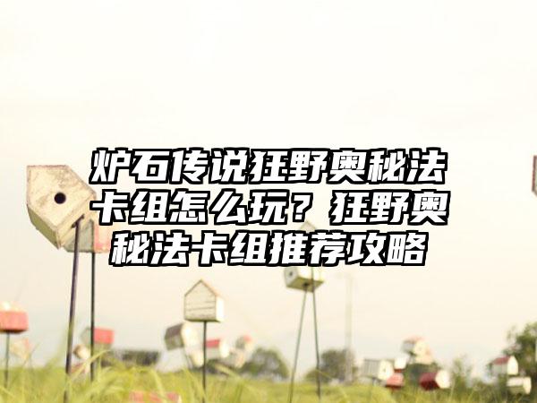 炉石传说狂野奥秘法卡组怎么玩？狂野奥秘法卡组推荐攻略