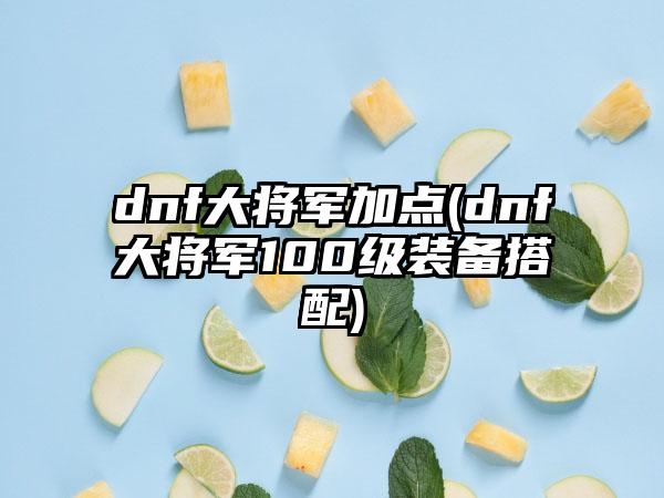 dnf大将军加点(dnf大将军100级装备搭配)