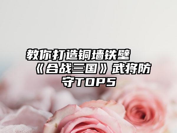 教你打造铜墙铁壁 《合战三国》武将防守TOP5