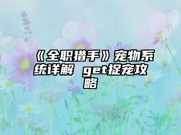 《全职猎手》宠物系统详解 get捉宠攻略