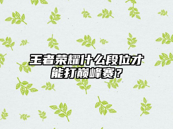 王者荣耀什么段位才能打巅峰赛？