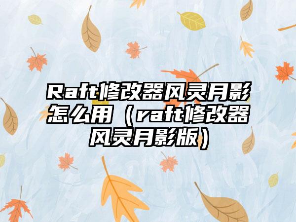 Raft修改器风灵月影怎么用（raft修改器风灵月影版）