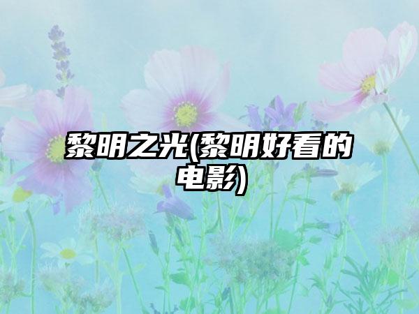 黎明之光(黎明好看的电影)