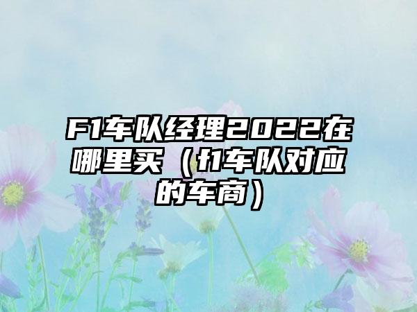 F1车队经理2022在哪里买（f1车队对应的车商）