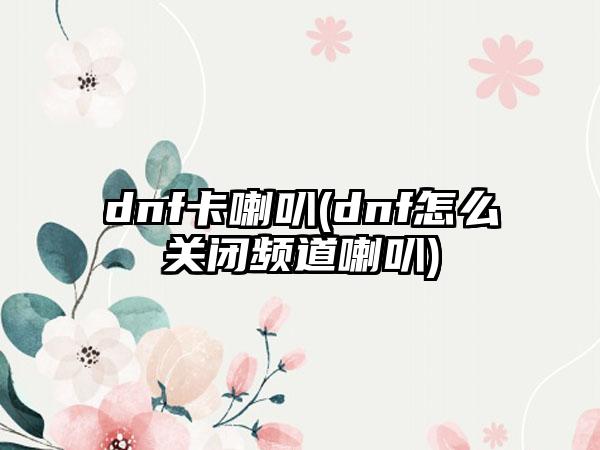 dnf卡喇叭(dnf怎么关闭频道喇叭)