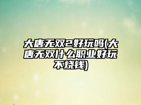 大唐无双2好玩吗(大唐无双什么职业好玩不烧钱)