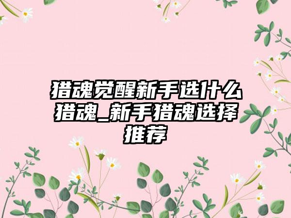 猎魂觉醒新手选什么猎魂_新手猎魂选择推荐