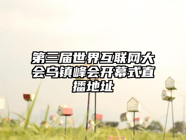 第三届世界互联网大会乌镇峰会开幕式直播地址