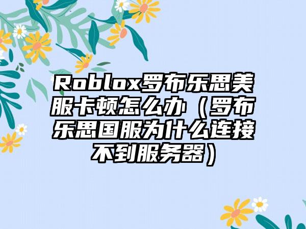Roblox罗布乐思美服卡顿怎么办（罗布乐思国服为什么连接不到服务器）