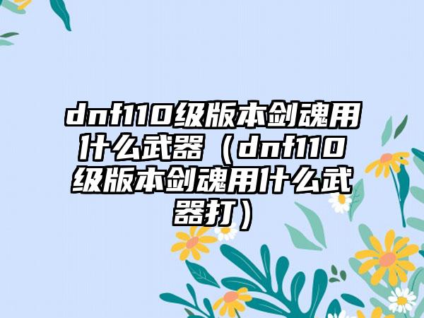 dnf110级版本剑魂用什么武器（dnf110级版本剑魂用什么武器打）