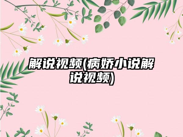 解说视频(病娇小说解说视频)