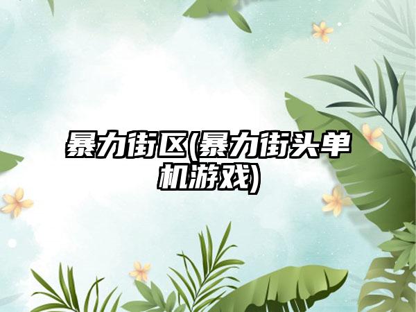 暴力街区(暴力街头单机游戏)