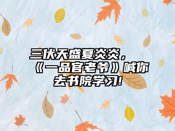 三伏天盛夏炎炎，《一品官老爷》喊你去书院学习!