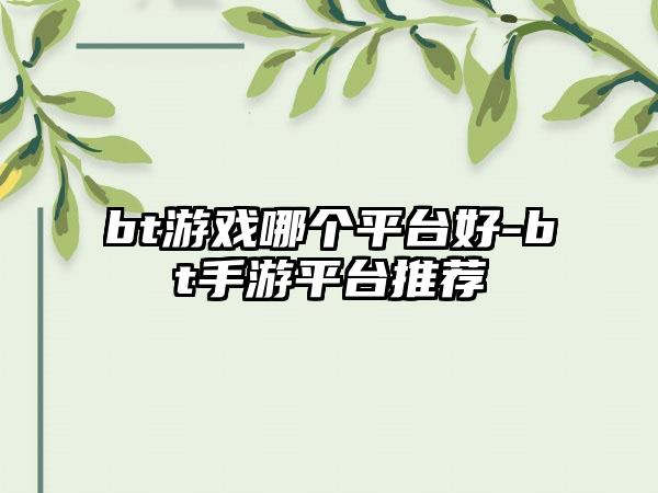 bt游戏哪个平台好-bt手游平台推荐