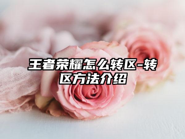 王者荣耀怎么转区-转区方法介绍