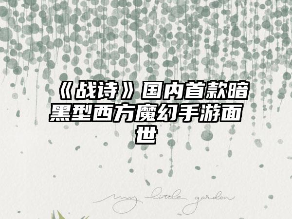 《战诗》国内首款暗黑型西方魔幻手游面世