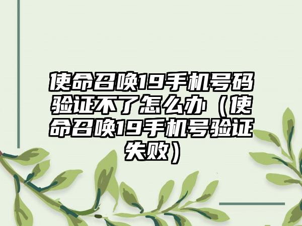 使命召唤19手机号码验证不了怎么办（使命召唤19手机号验证失败）